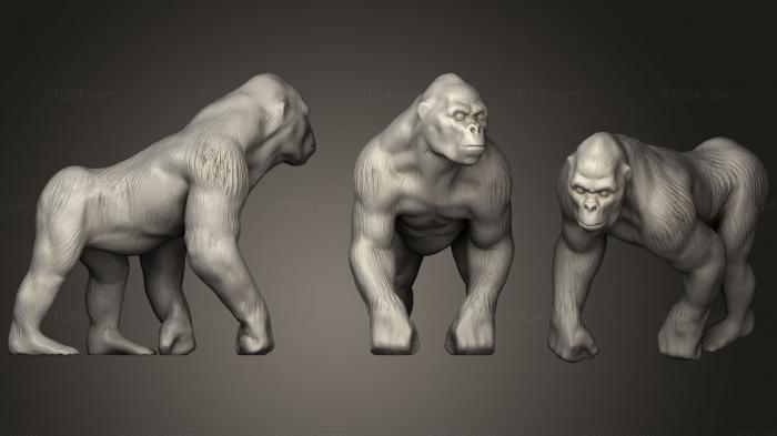 Animal figurines (Gold Gorilla, STKJ_1029) 3D models for cnc